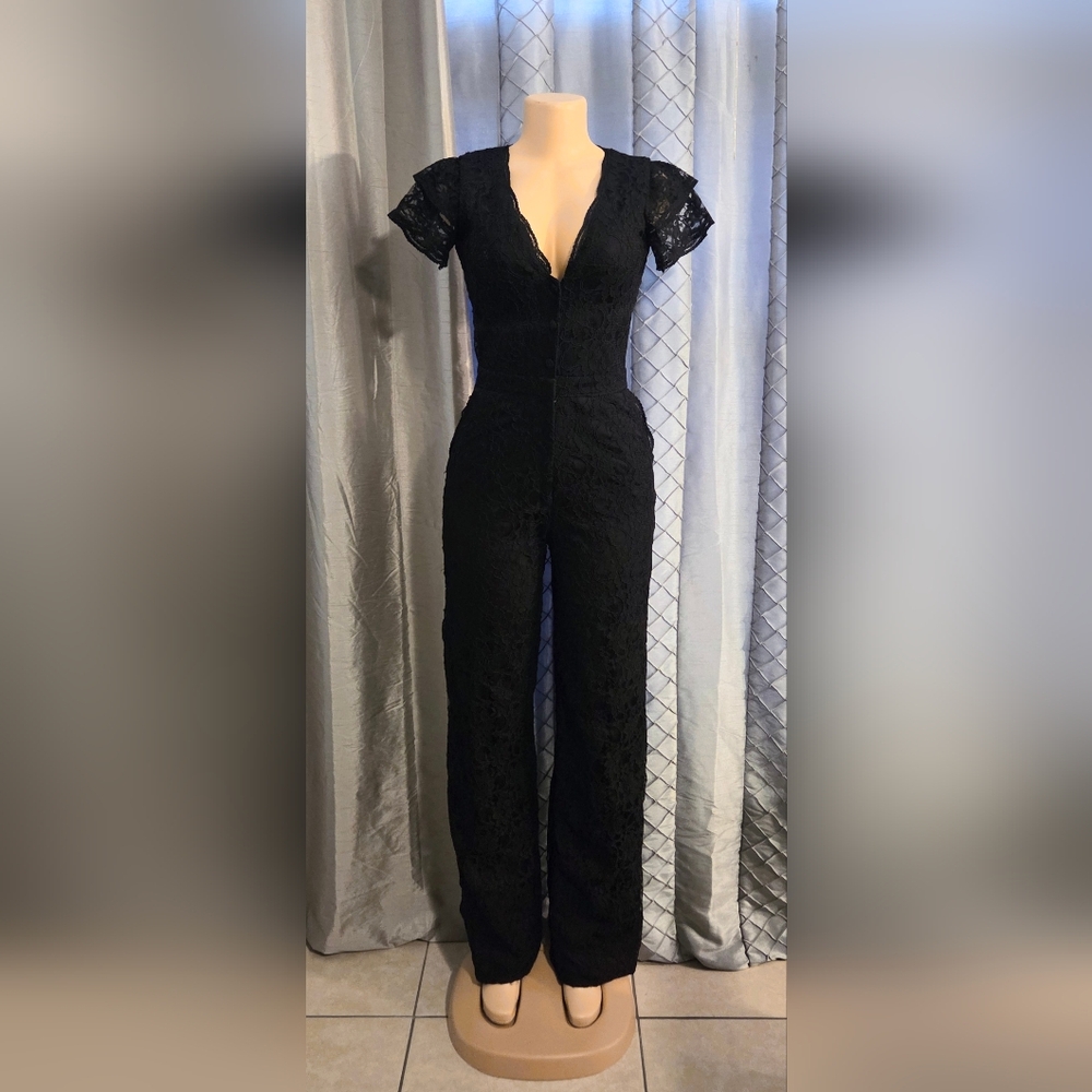 ANAMARIA COUTURE Elegant Black Lace Jumpsuit